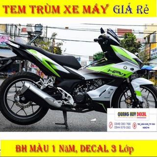 Tem trùm Winner X trắng xanh lá, độ team dán phủ decal xe máy giá rẻ đẹp