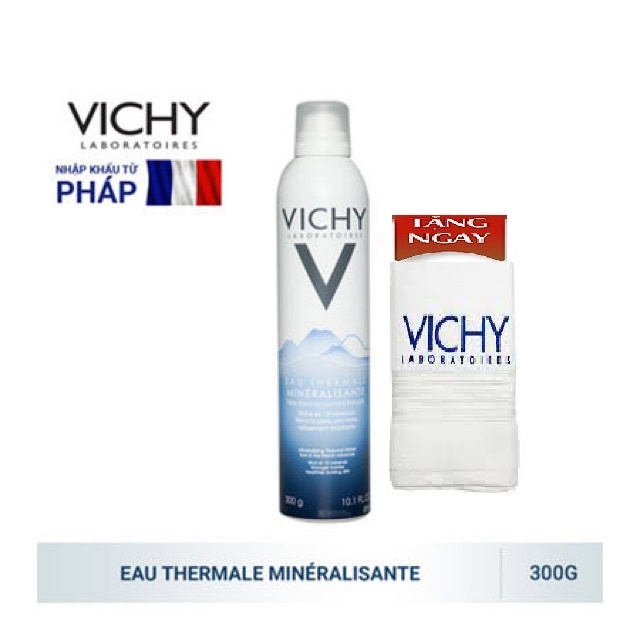Xịt Khoáng Vichy Làm Dịu, Củng Cố & Cấp Ẩm Cho Da 300ml Mineralizing Thermal Water+ tặng khăn tắm vichy cao cấp