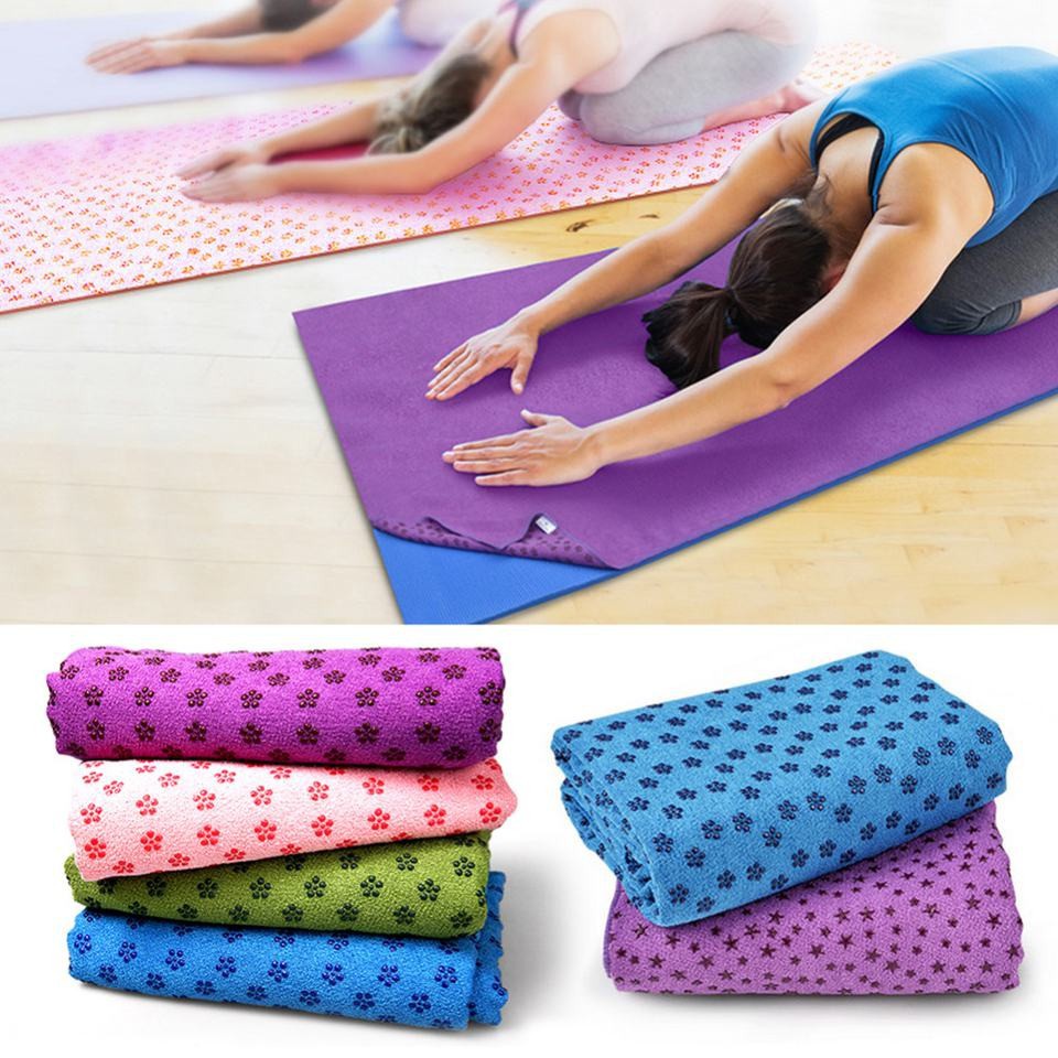 Khăn trải thảm yoga siêu bền hạt cao su non, Tấm trải trên thảm yoga siêu thấm hút chống trơn trượt hangtienichthongminh