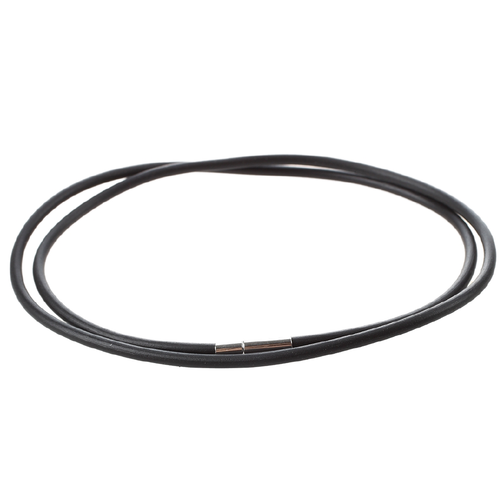 Dây Chuyền Cao Su 3mm Màu Đen Bằng Thép Không Gỉ - 24 Inch