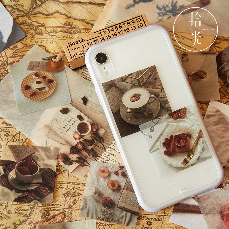 Hộp 55 sticker washi vintage style trang trí sổ, làm journal