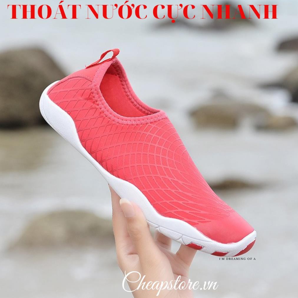 Giày đi bơi, giày đi biển, đế cao su co giãn, siêu ôm, chống  trơn trượt, bảo vệ chân màu hồng cam -h91