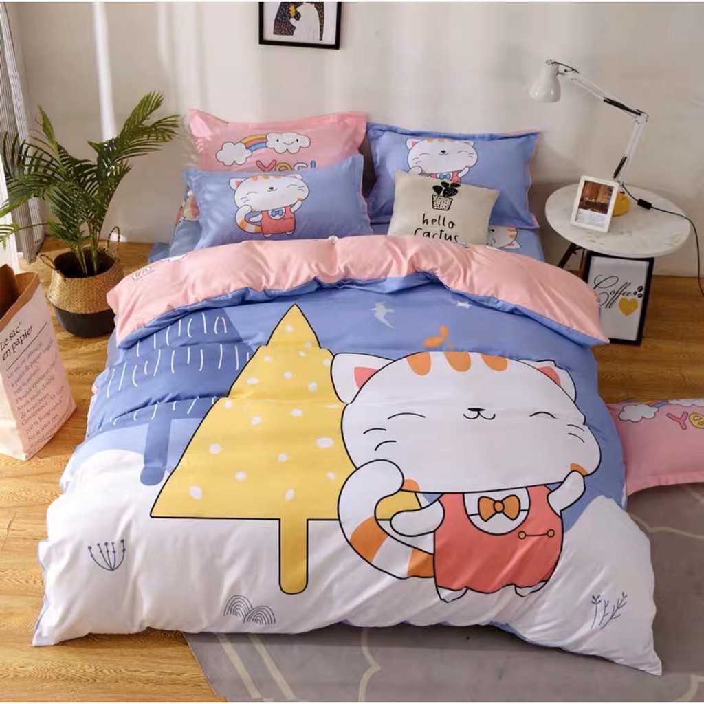 Bộ chăn ga gối cotton Tina Bo Decor chăn ga nhập khẩu Họa tiết 3D đủ size miễn phí bo chun grap ga giường