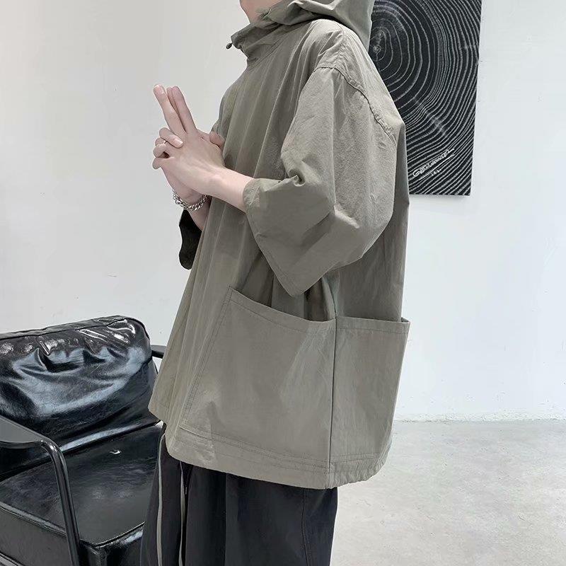 Áo Hoodie Tay Ngắn Dáng Rộng Thời Trang Phong Cách Mùa Hè Cho Nam