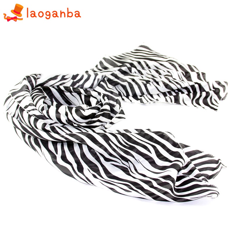 Khăn choàng nữ, vải chiffon, dài, in sọc ngựa vằn, thời trang | BigBuy360 - bigbuy360.vn