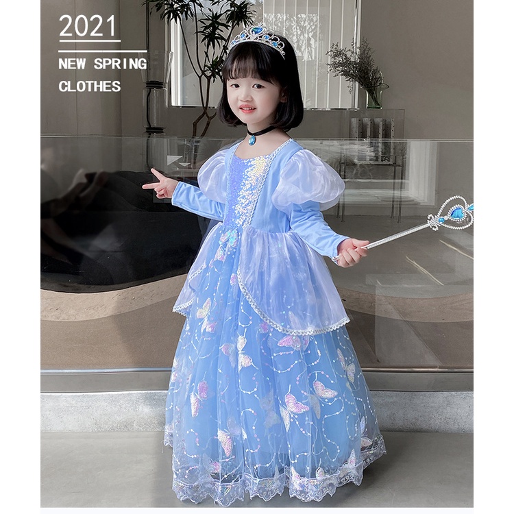 Đầm Công Chúa Lọ Lem Tay Dài Dành Cho Bé Gái