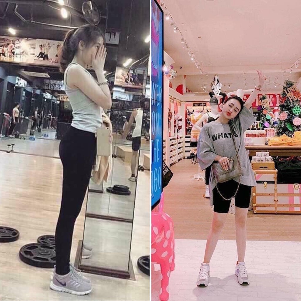 Quần Legging Đùi Lửng Ngố Dài, Nâng Mông Cạp Cao Siêu Hot Siêu Co Giãn