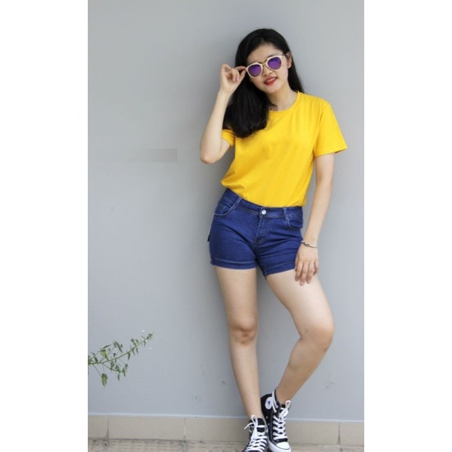 Áo Phông Nữ Cotton Lạnh Co Dãn 4 Chiều Mềm Mịn Thoáng Mát,Áo Thun Trơn Màu Đen,Trắng,Be,Tím,Hồng,Vàng Cổ Tròn | BigBuy360 - bigbuy360.vn