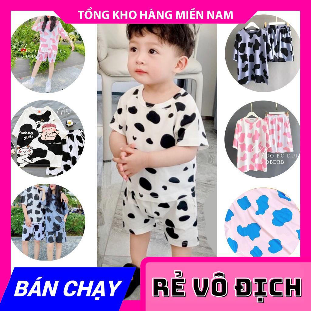 Đồ bộ bò sữa cho bé 5kg đến 70kg chất thun mềm mịn mát Đồ bộ gia đình bộ thun mẹ và bé