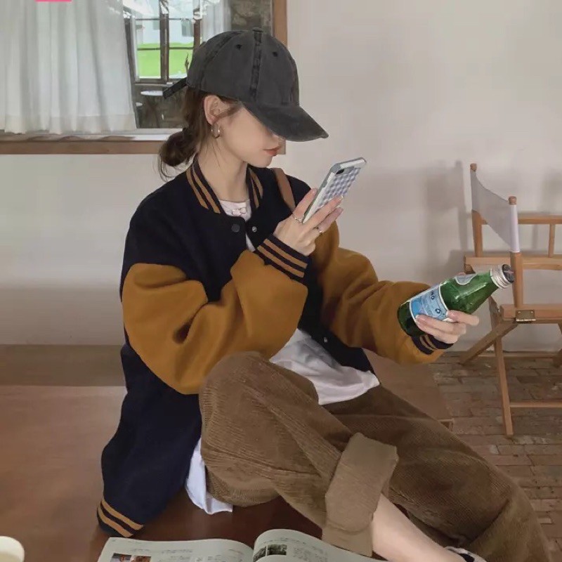 (SẴN) Áo khoác bóng chày bomber dạ ép lót nỉ unisex nam nữ siêu dày dặn - GHI SIZE Ở LƯU Ý | BigBuy360 - bigbuy360.vn