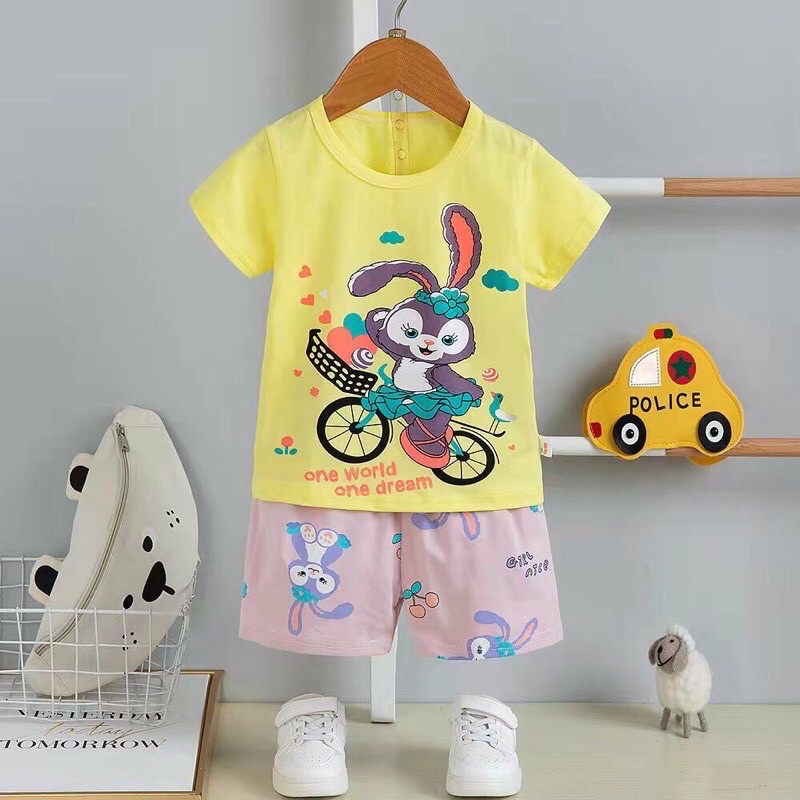 Đồ bộ cộc tay Cotton bé Gái size Nhỡ (15-23Kg)