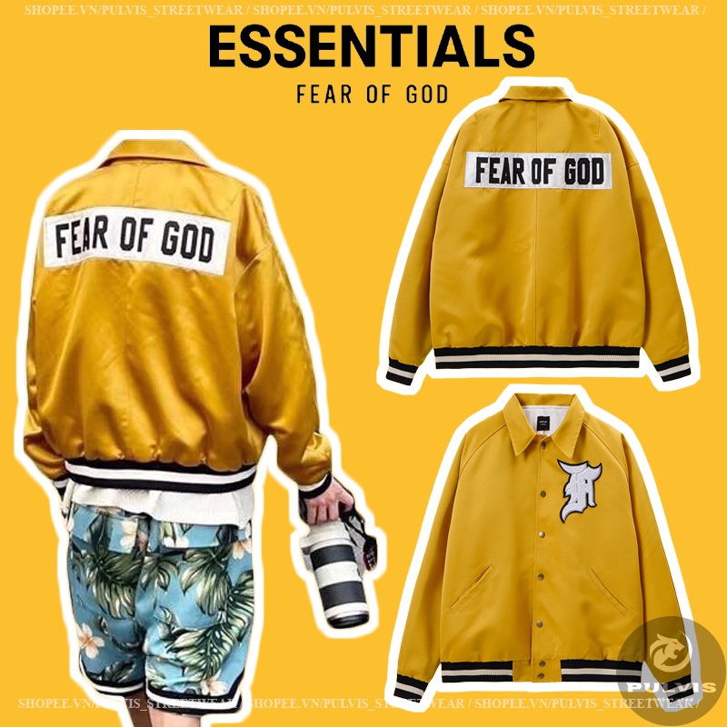 ⚡️[CHỈ 1 NGÀY] - Áo Khoác Bomber FEAR OF GOD Satin Baseball Coach Jacket Gold Yellow, Áo jacket FOG Satin