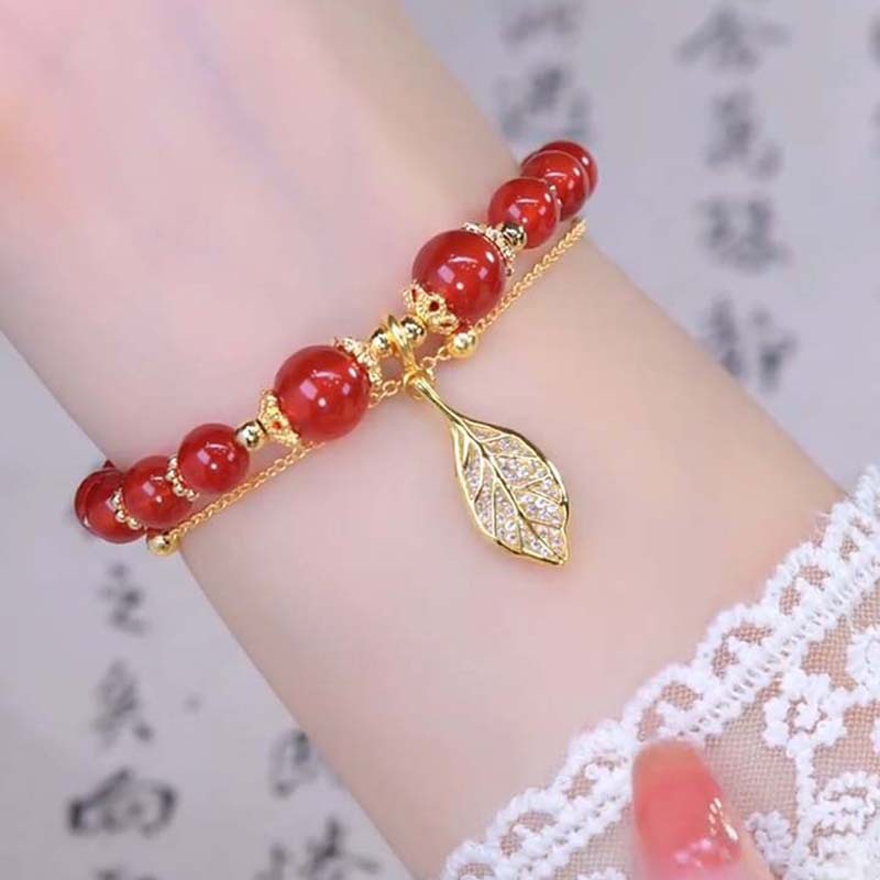 [Hàng Mới] Vòng Tay Chuỗi Hạt Đá Mã Não Đỏ Thiết Kế Thời Trang Độc Đáo