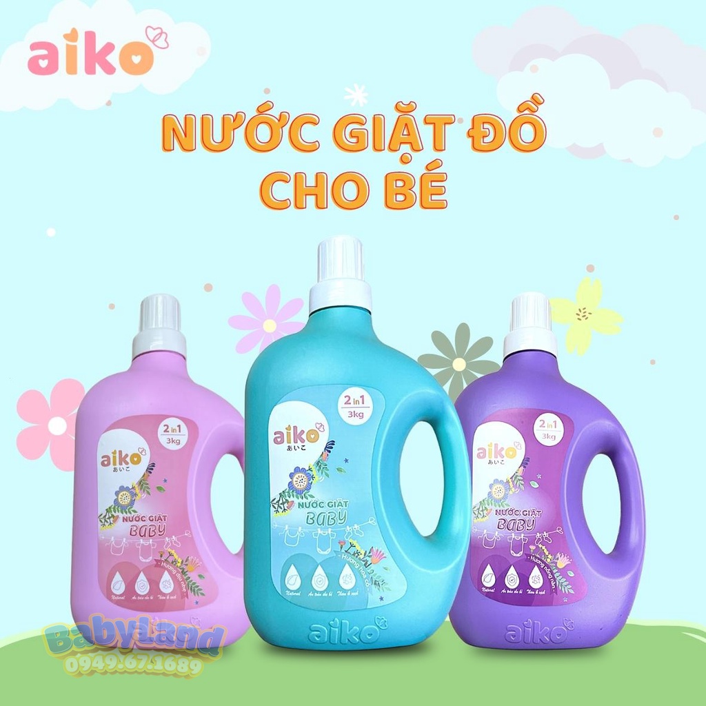 Nước giặt quần áo trẻ em Aiko 3 lít - Nước giặt xả quần áo cho bé Aiko
