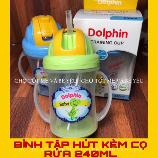 BÌNH UỐNG NƯỚC ỐNG HÚT DOLPHIN 240ML