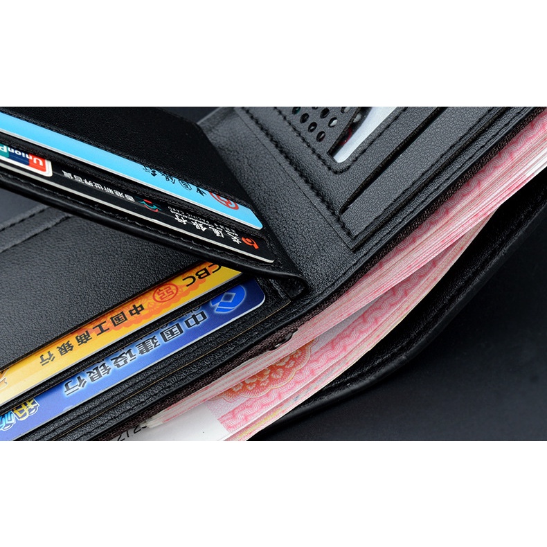 Ví nam đẹp kiểu ví ngang Hàn Quốc Chất Liệu Da PU Cao Cấp da mềm nhiều ngăn có ngăn kéo Trong