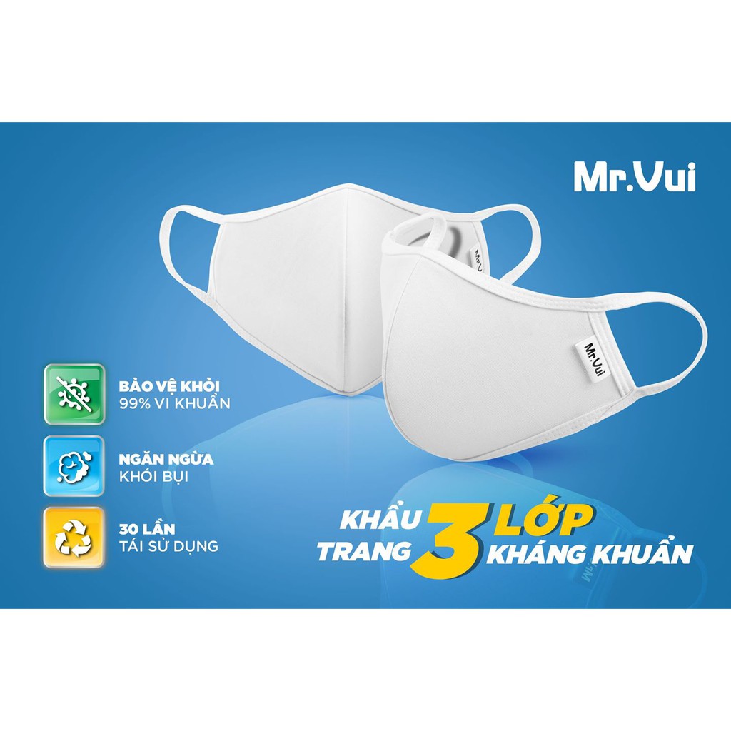 Khẩu trang Mr Vui Kháng Khuẩn 3 lớp KTKK003 set 5 cái