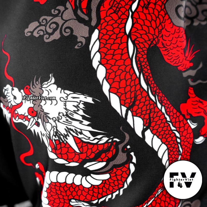 Quần TUFF Muay Thai Boxing Shorts New Retro Style  Black Chinese Dragon