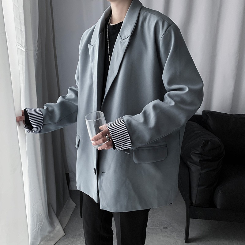 Áo khoác blazer Nam hai lớp vắn ống tay xọc phong cách hàn Quốc