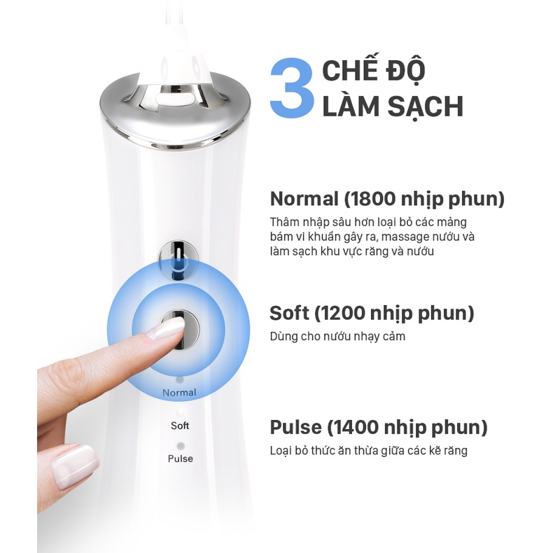 Combo Máy tăm nước cao cấp WaterPush 2203 + Kem đánh răng Phoca chính hãng Thái Lan