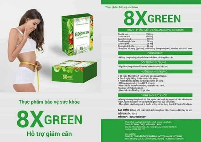 Bộ Thảo mộc giảm cân từ rau xanh 8XGREENmua 1 tặng 1 detox giữ dáng