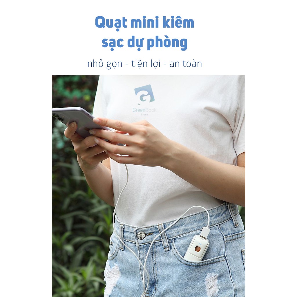 Quạt Mini Cầm Tay Kitten Fan pin 2000mAh | Kiêm Sạc Dự Phòng , Đèn LED