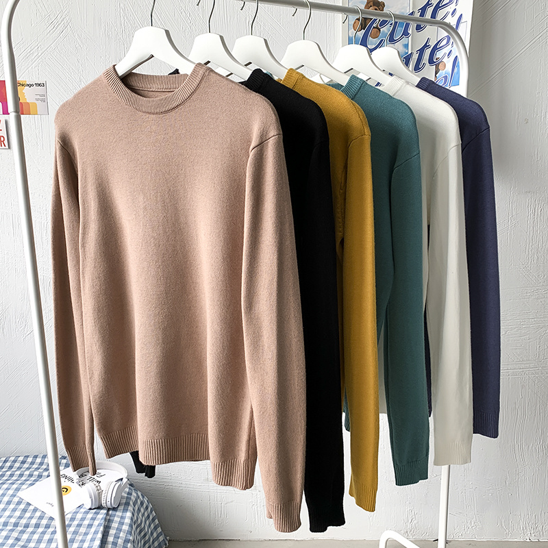 Áo Sweater Cổ Tròn Màu Trơn Phong Cách Hàn Quốc Dễ Phối Đồ Với 6 Màu Lựa Chọn Màu Sắc