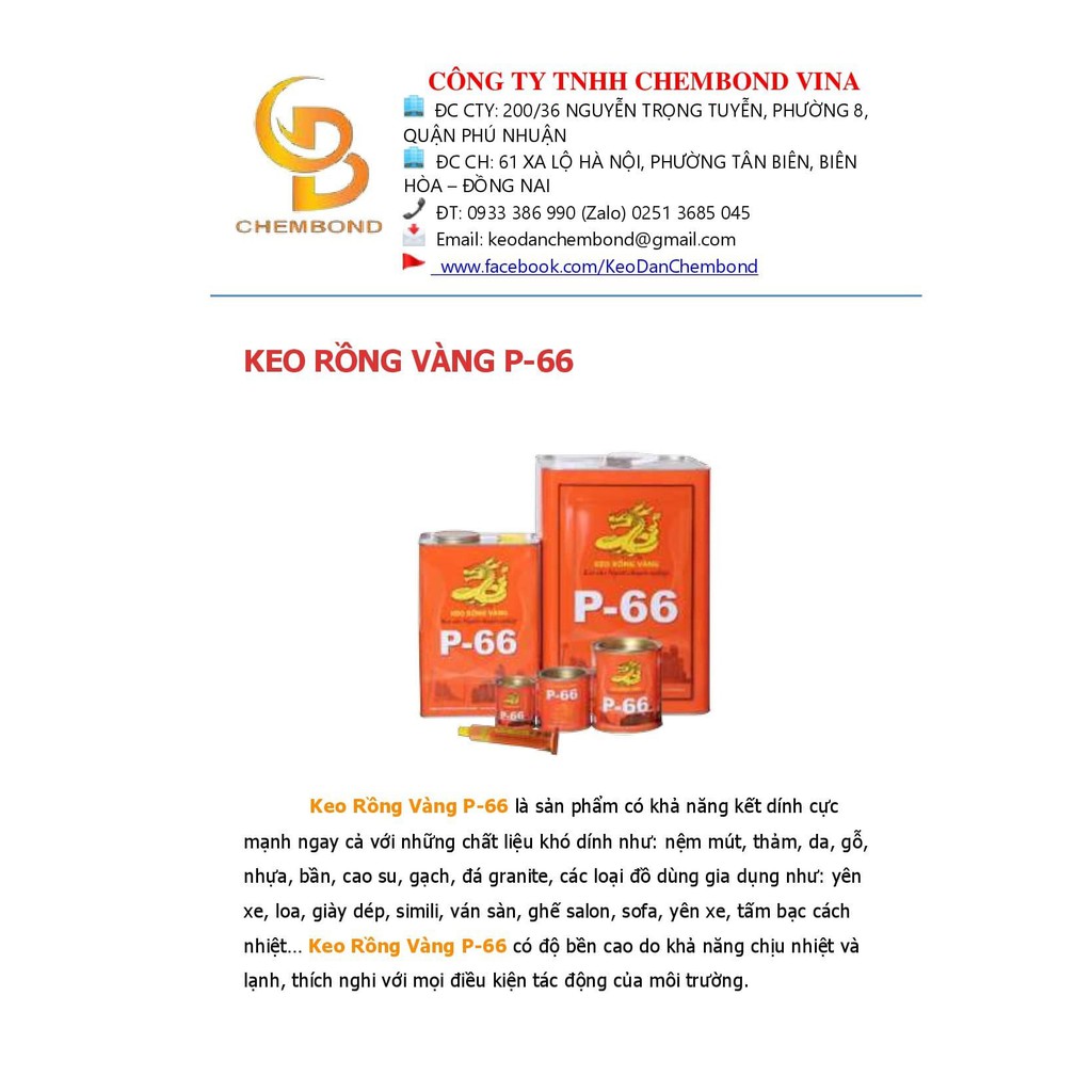 KEO RỒNG VÀNG P-66 220mml