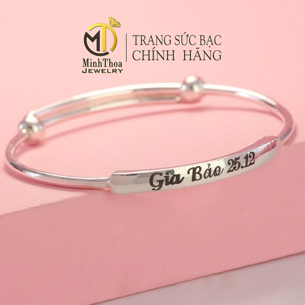 Lắc tay bạc khắc tên cho bé, vòng tay bạc bé trai bé gái trang sức bạc ta  Minh Thoa JEWELRY