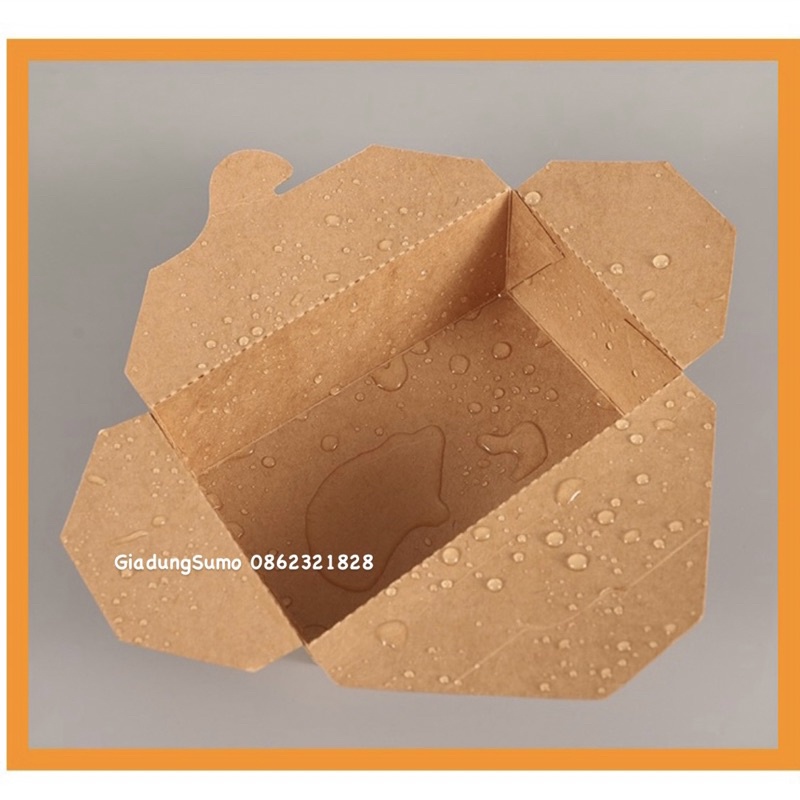 Lốc 10 Hộp Giấy Kraft Thực Phẩm Nắp Gài, Hộp Giấy Đựng BBQ