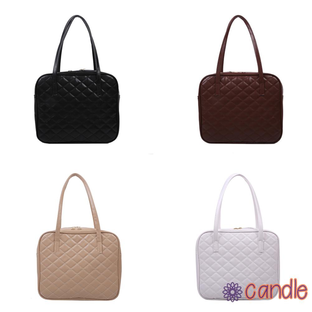 【COD】Women Solid Handbags Fashion Lattice Pattern PU Totes Elegant Shoulder Bags