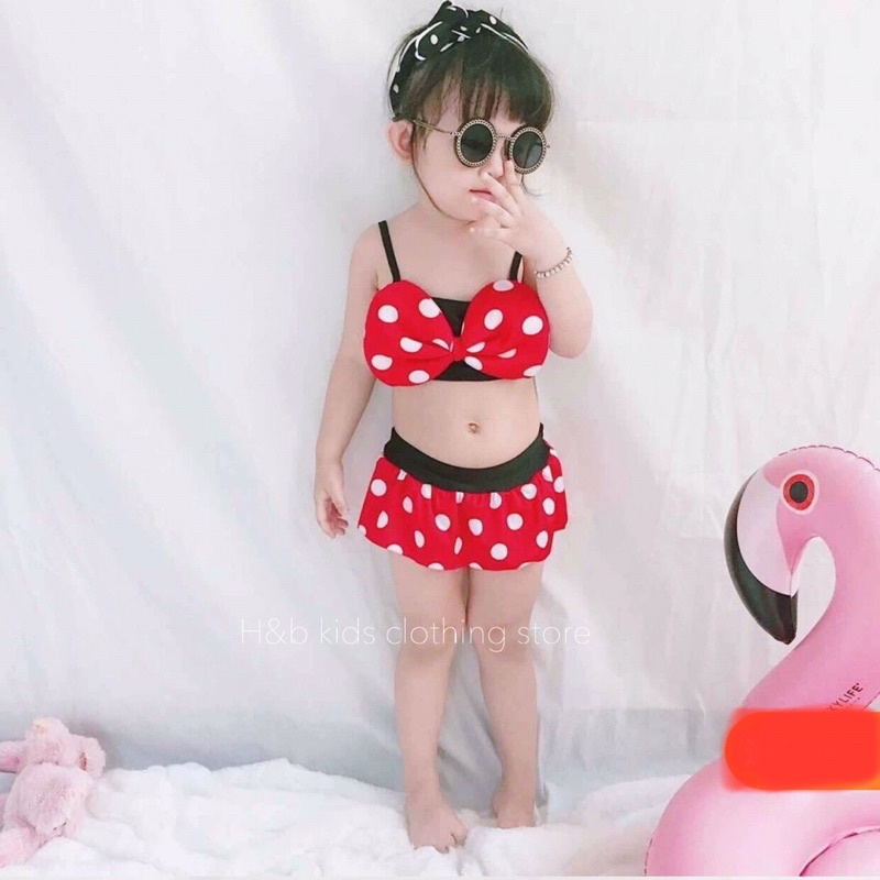 Bikini 2 mảnh bé gái sexy, đồ bơi bé gái 2 mảnh chấm bi