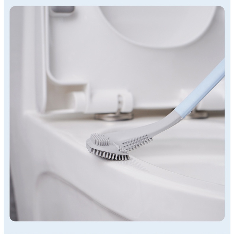 Cây chà bồn cầu, cọ toilet silicon hình chữ L dụng cụ vệ sinh chà rửa đa năng có thể tẩy rửa mọi ngóc ngách của bồn cầu