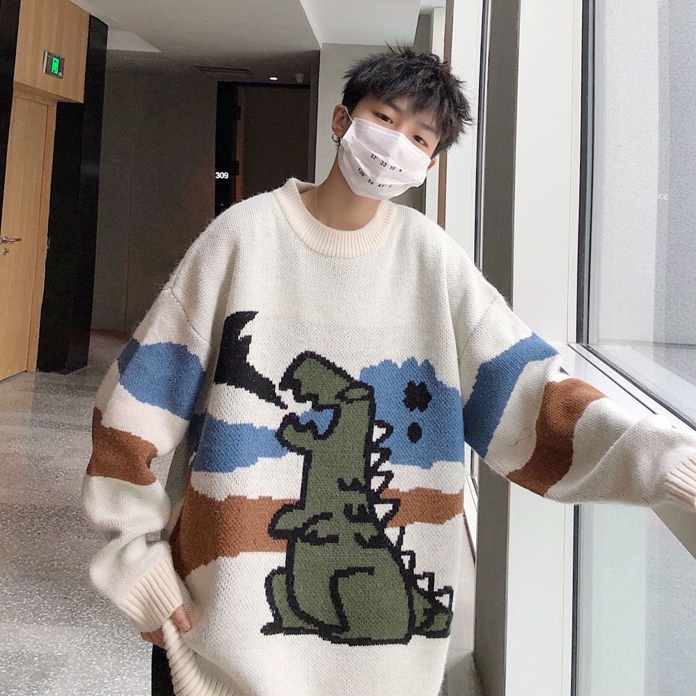 Áo Sweater Dáng Rộng Dày Dặn Phong Cách Retro Hàn Quốc Cho Nam Tf2