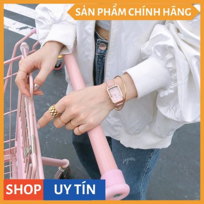 Đồng hồ nữ Jigin hàng chính hãng mặt chữ nhật dây da mềm mỏng ôm tay