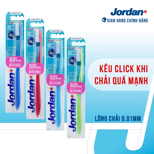 [Mã BMBAU50 giảm 7% đơn 99K] Combo 4 Bàn chải đánh răng Jordan Click Gum Protector, Lông siêu mềm mỏng 0.01mm