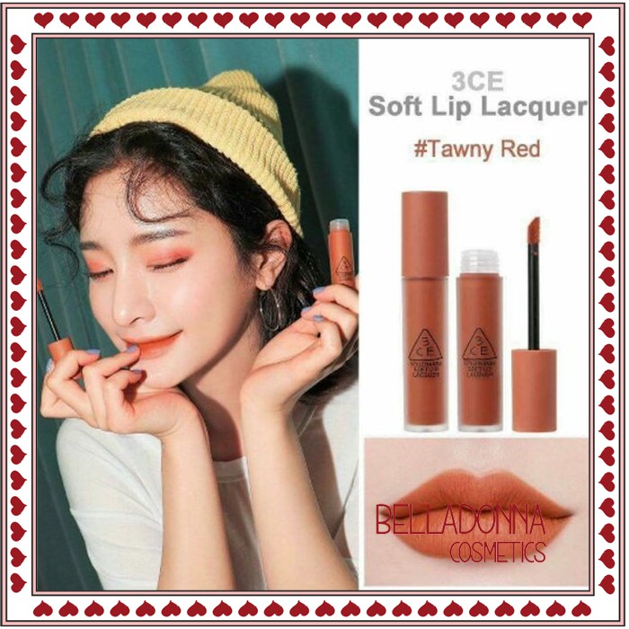 [HOT NEW 2018] Son Kem Lì 3CE Soft Lip Lacquer #Tawny Red - Tone Cam Đất