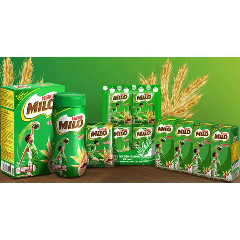 Sữa milo lúa mạch loại 180ml có đường, ít đường