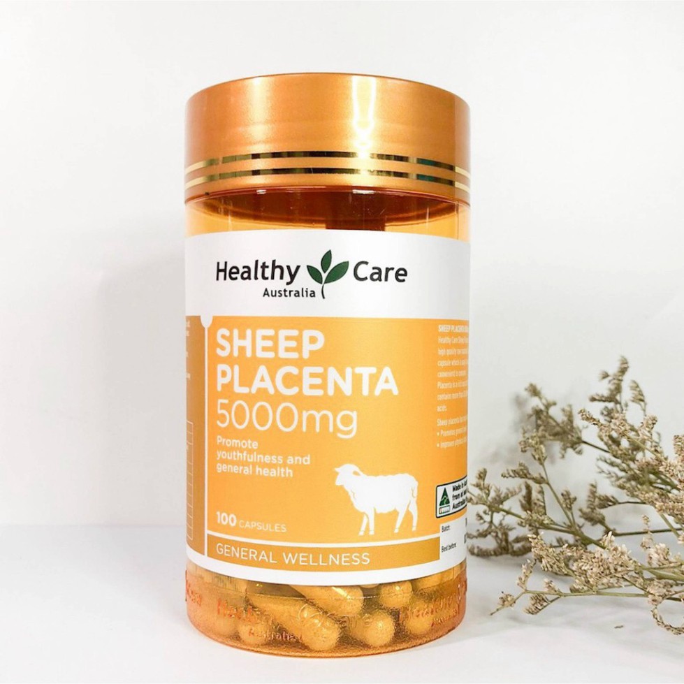 Nhau Thai Cừu giúp da sáng bóng mịn màng cho người trên 18 tuổi Healthy Care Sheep Placenta 5000mg, Úc