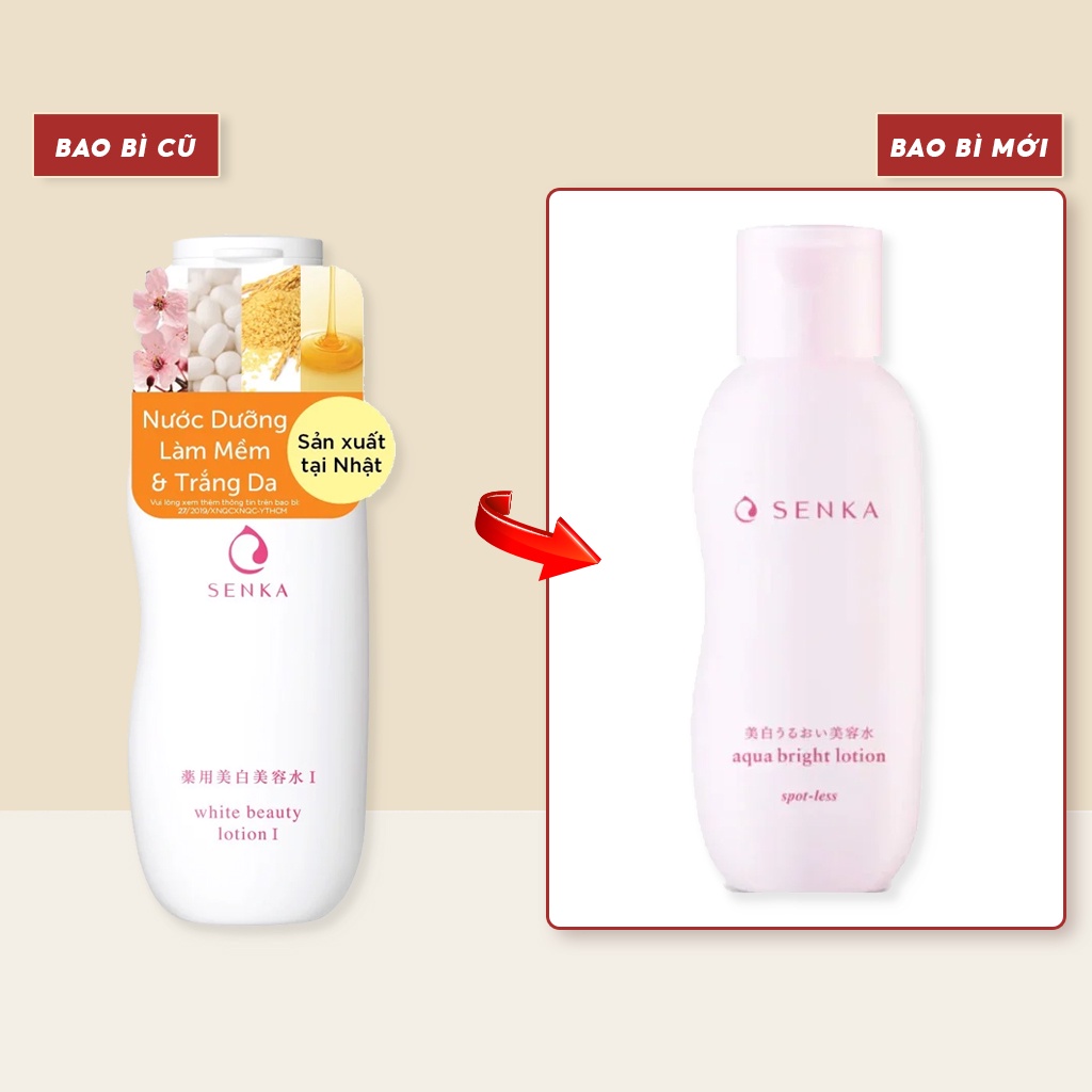 Nước Hoa Hồng Cân Bằng, Dưỡng Trắng Da Chiết Xuất Hoa Anh Đào Senka Aqua Bright Lotion 200ml