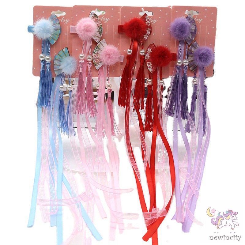 Kẹp Tóc Tua Rua Phong Cách Trung Hoa Cho Bé Gái