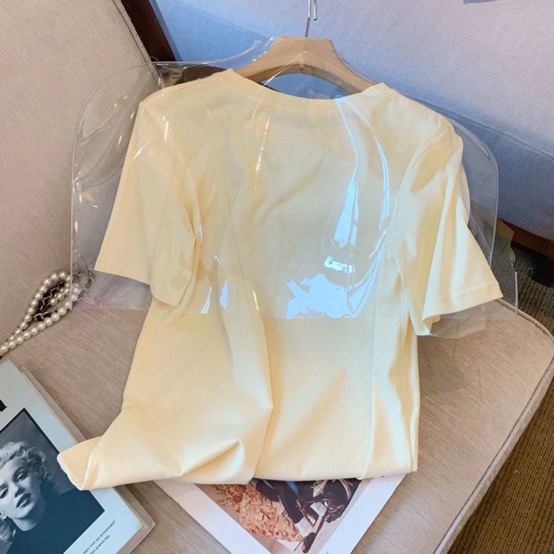 Áo Thun Tay Ngắn Cổ Tròn In Chữ Thời Trang Xuân Hè Mới