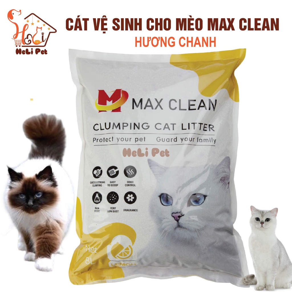 Cát Vệ Sinh Cho Mèo Max Clean 4Kg Vón Cực Nhanh, Rất Ít Bụi Dùng Cho Máy Vệ Sinh và Khay Vệ Sinh