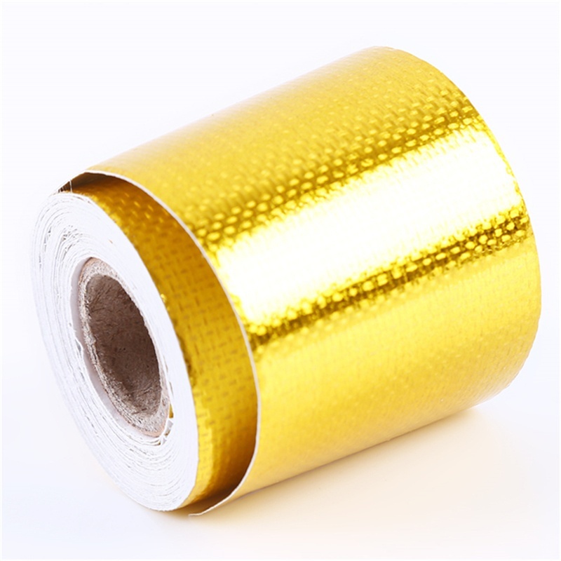 1 Roll Adhesive Reflective Gold High Temperature Heat Shield Wrap Tape Car Fashion Accessories Car Decal