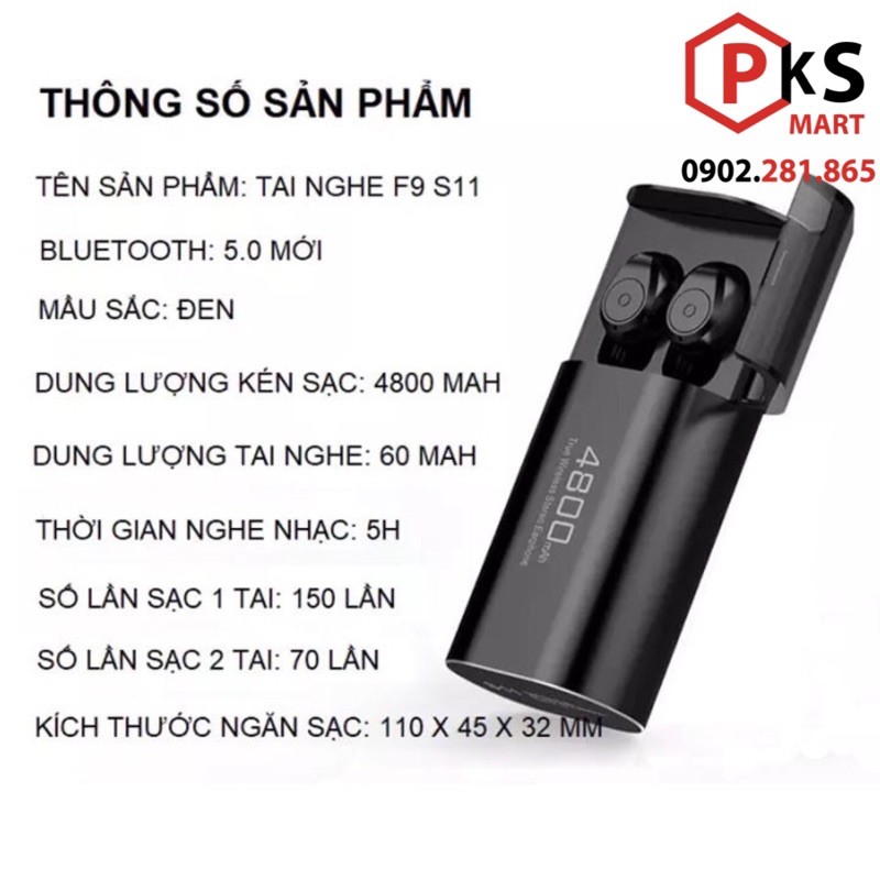 Tai Nghe không dây Bluetooth mini Amoi S11 - F9 - F9 Pro 2021 Bản QUỐC TẾ Nút Bấm Pin 4800Mah Kiêm Sạc dự phòng