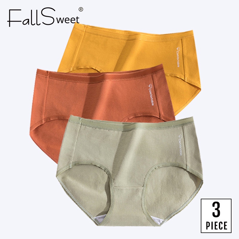 Set 3 quần lót FallSweet màu trơn lưng cao gợi cảm cho nữ