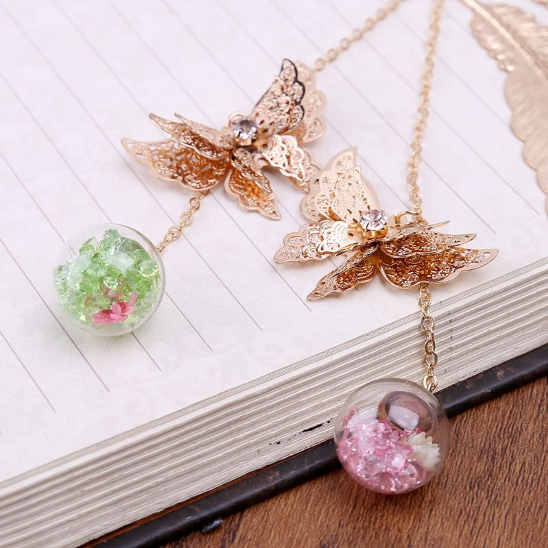 Wer Thẻ Đánh Dấu Trang Sách Bằng Kim Loại Họa Tiết Lông Vũ Bướm Vintage Vintage