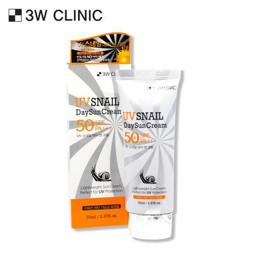 Kem chống nắng dưỡng ẩm và không gây nhờn từ dịch nhầy ốc sên 3W CLINIC UV SNAIL DAY SUN CREAM 70ml- Hàn Quốc Chính Hãng