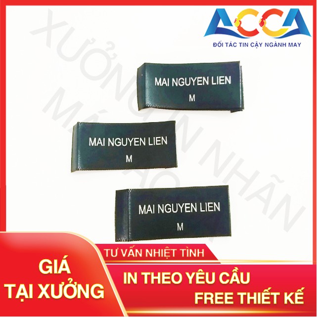 3000 cái tem cổ áo_Chất liệu lụa satin_Kích thước 1.5x5cm_Mềm mịn sắc nét_In theo yêu cầu, miễn phí thiết kế