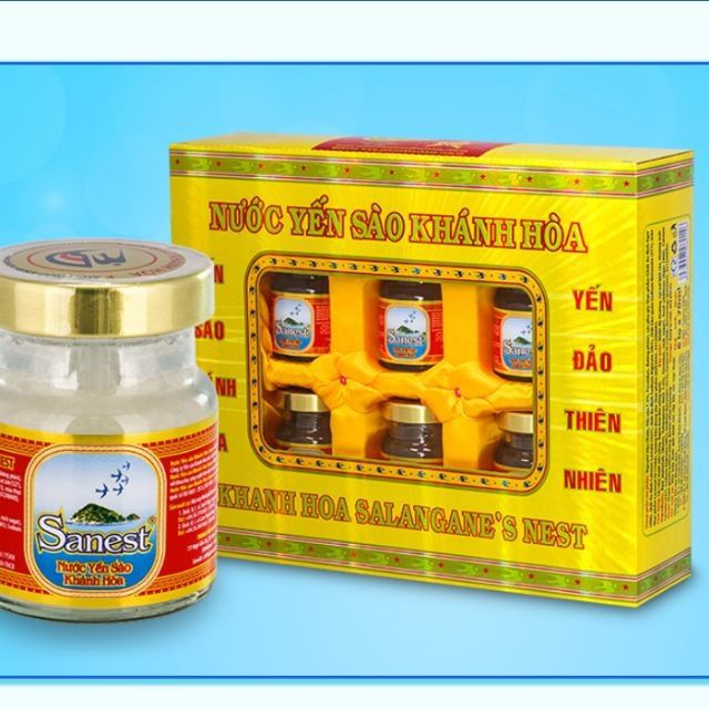 Nước Yến Sào Khánh Hòa Sanest - Có Đường (Hộp 6 Lọ X 70ml/Lọ)